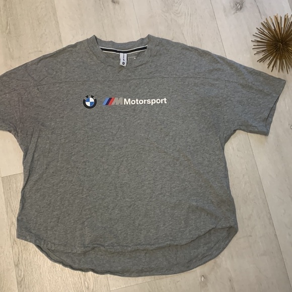 PUMA Women's BMW M Motorsport Logo‎ Tee Gray Cotton T-Shirt Size XL - Picture 1 of 11